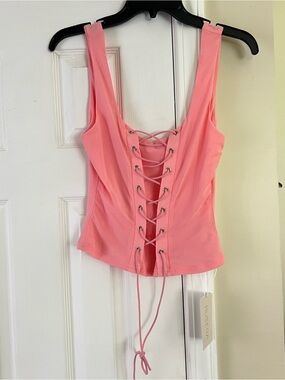 Musera pink tie up tank